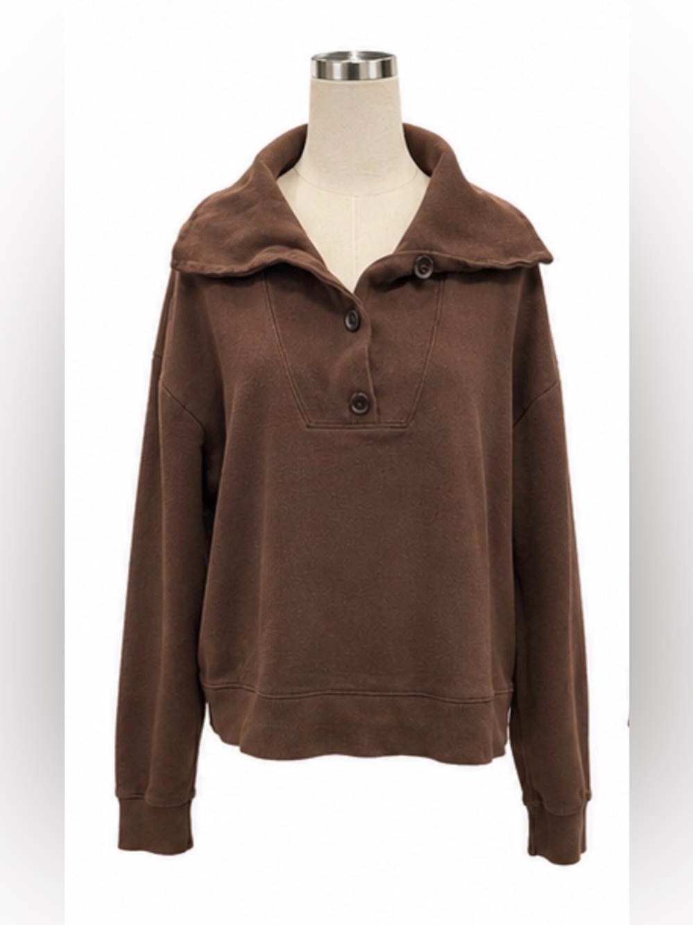 Banana Republic Brown Fleece-Lined Pullover Sweatshirt — Medium